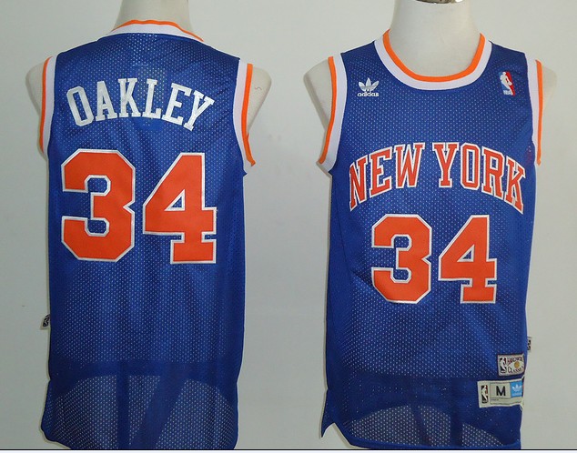  NBA Mitchell Ness New York Knicks 34 Charles Oakley Swingman Throwback Blue Jersey